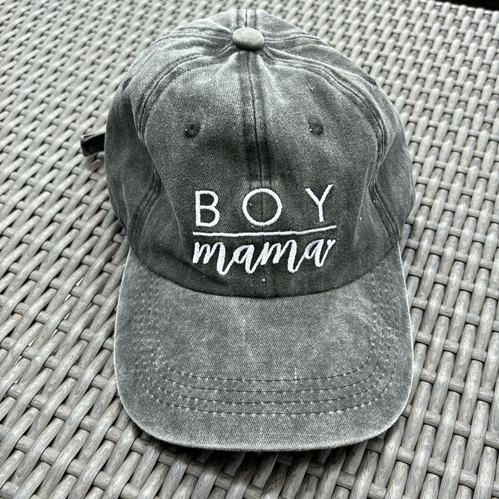 Boy mama cap black denim like